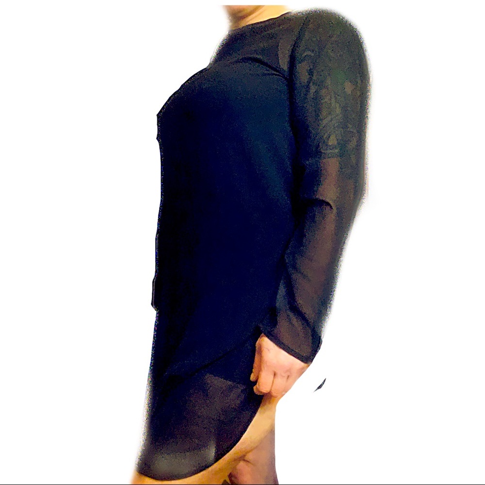 Alfani long blouse black with sheer size ten